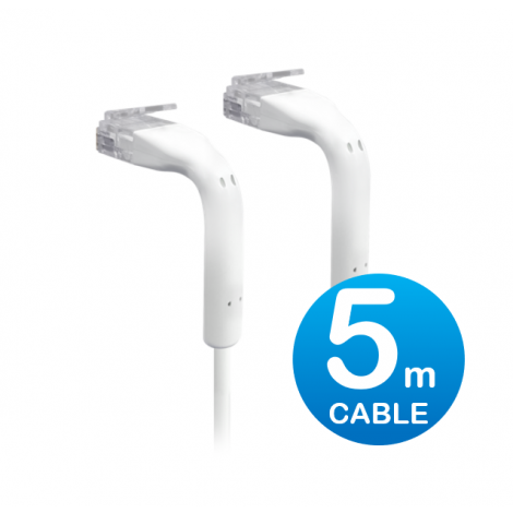 UniFi Patch Cable 5m White, Both End Bendable to 90 Degree, RJ45 Ethernet Cable, Cat6, Ultra-Thin 3mm Diameter U-Cable-Patch-5M-RJ45