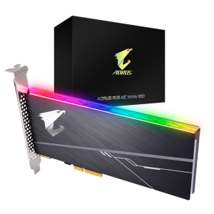 Gigabyte AORUS AIC PCIe x4 NVMe SSD 1TB - 3480/3080 MB/s 610K/530K IOPS 3D TLC ToshiBa BiCS3 1600TBW 1024MB 1.8 Mil MTBF RGB 5yrs