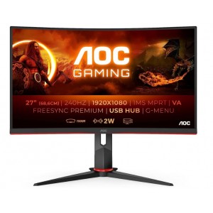 AOC 27' Curved 0.5ms 240Hz FHD 1500R, FreeSync, HDR Mode, Ultra Narrow Border  Gaming Monitor w/HAS - DP/HDMI, VESA100