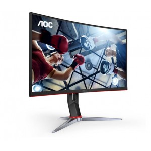 AOC 27' Curved QHD 1ms, 180hz ,VA Curved 1000R, Free-Sync Premium, HDR 10, VESA 100, VGA, HDMI, DP, Gaming Monitor